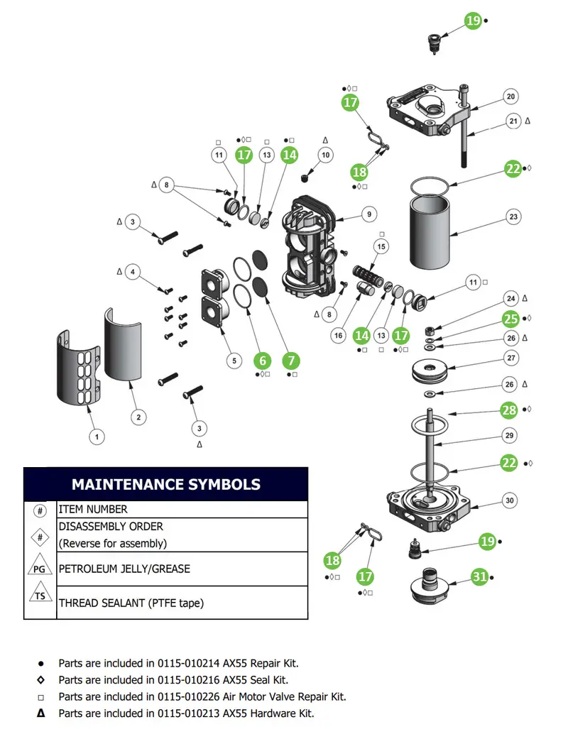 Binks 0115-010214 AX55 Repair Kit